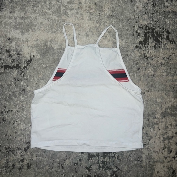 NWOT! H&M White Cropped Tank Top with Red & Navy Stripe Detail - size Small - Picture 4 of 4
